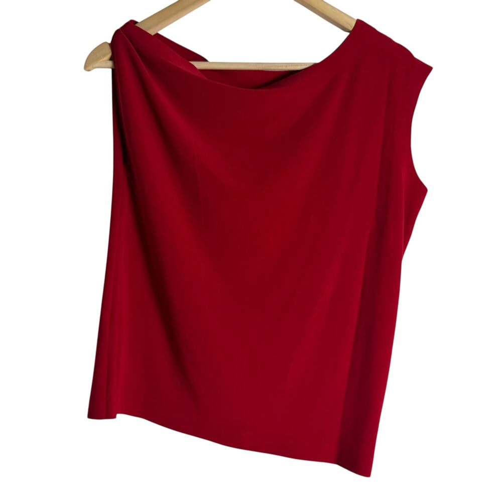 Norma Kamali Drop Shoulder Asymmetric Sleeveless Red Top Size XS - Picture 6 of 8